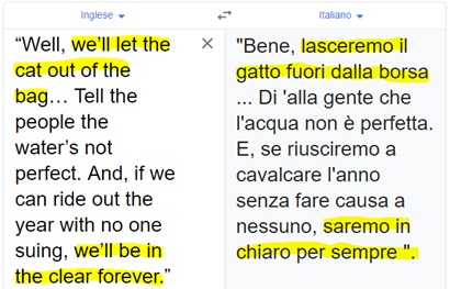 Esempio di traduzione automatica in inglese